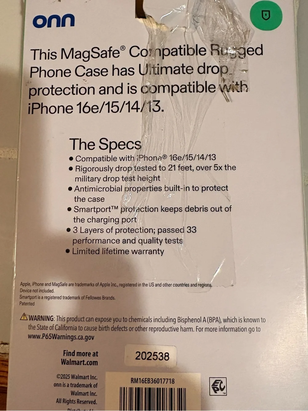 Rugged Black Protective Phone Case - Brand : Onn. New with box.